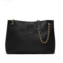 Tory Burch Marion Chain Shoulder Slouchy Tote Black