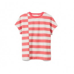 Tory Burch Short-Sleeve Striped Tee Melon Birdseye Stripe B