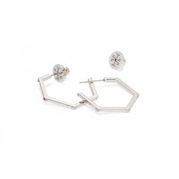 Tory Burch Hex-Logo Hoop Earring Tory Silver