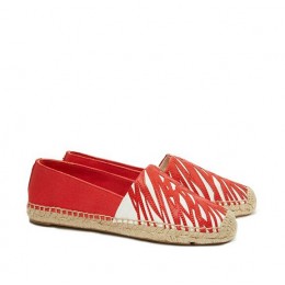 Tory Burch Palm Flat Espadrille Ivory Masai Red Masai Red