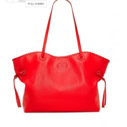 Tory Burch Marion Leather-Strap Slouchy Tote Masaai Red
