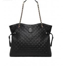 Tory Burch Marion Quilted Slouchy Tote Black