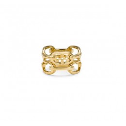 Tory Burch Logo Link Ring Shiny Gold
