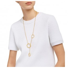 Tory Burch Geo Lariat Necklace Shiny Gold