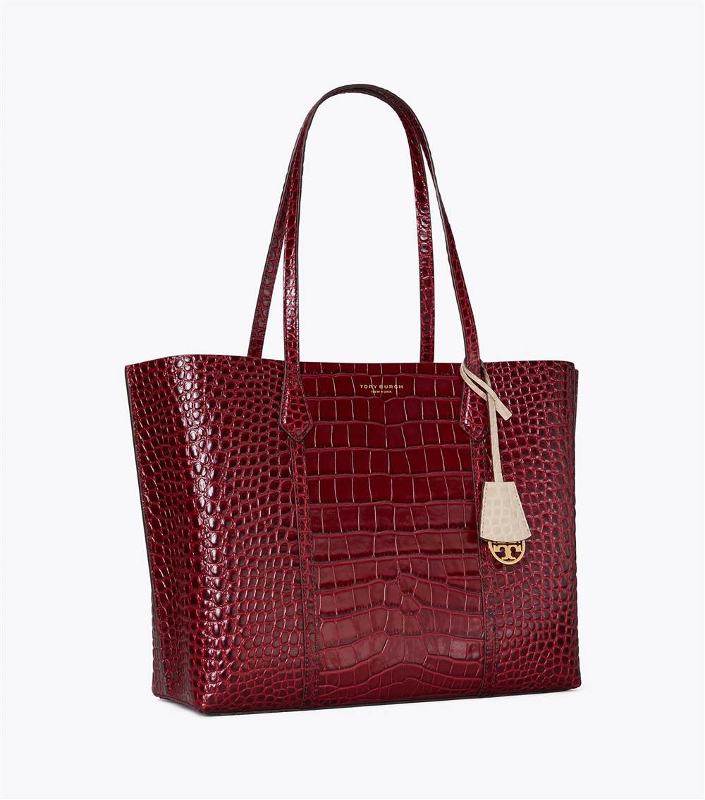 PERRY EMBOSSED TRIPLE-COMPARTMENT TOTE BAG