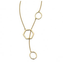 Tory Burch Geo Lariat Necklace Shiny Gold