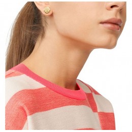 Tory Burch Hexagon Logo Stud Earring Silver