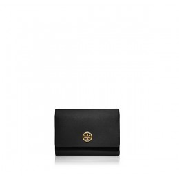 Tory Burch Robinson Medium Flap Wallet Black