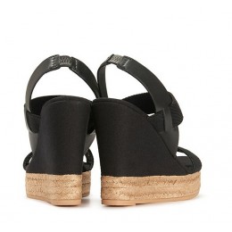 Tory Burch Two-Band Slingback Wedge Sandal Black