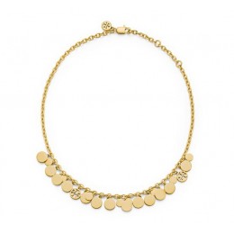 Tory Burch Logo Charm Short Necklace Worn Gold