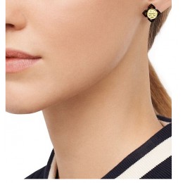 Tory Burch Babylon Resin Stud Earring Black Shiny Brass