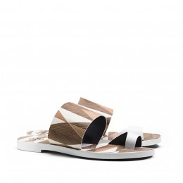 Tory Burch Kempner Flat Slide White Mosaico
