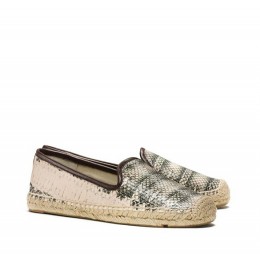 Tory Burch Snake Loafer Espadrille Black-Ivory Coconut