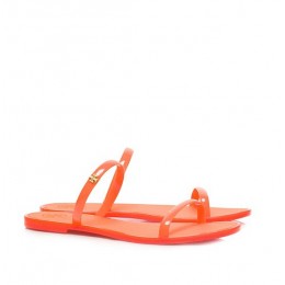 Tory Burch Two-Band Jelly Slide Poppy Coral