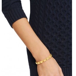 Tory Burch Pierced-T Cuff Shiny Gold