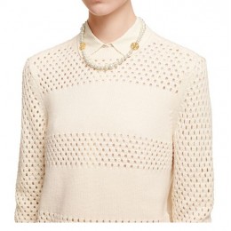 Tory Burch Evie Short Necklace Ivory Shiny Gold