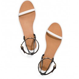 Tory Burch Leather Ankle-Strap Flat Jelly Sandal Ivory Tory Navy Coconut Ivory