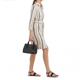 Tory Burch Robinson Perforated Micro Double-Zip Tote Black Birch