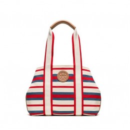 Tory Burch Printed Canvas Small Tote Robinson Stripe Comet