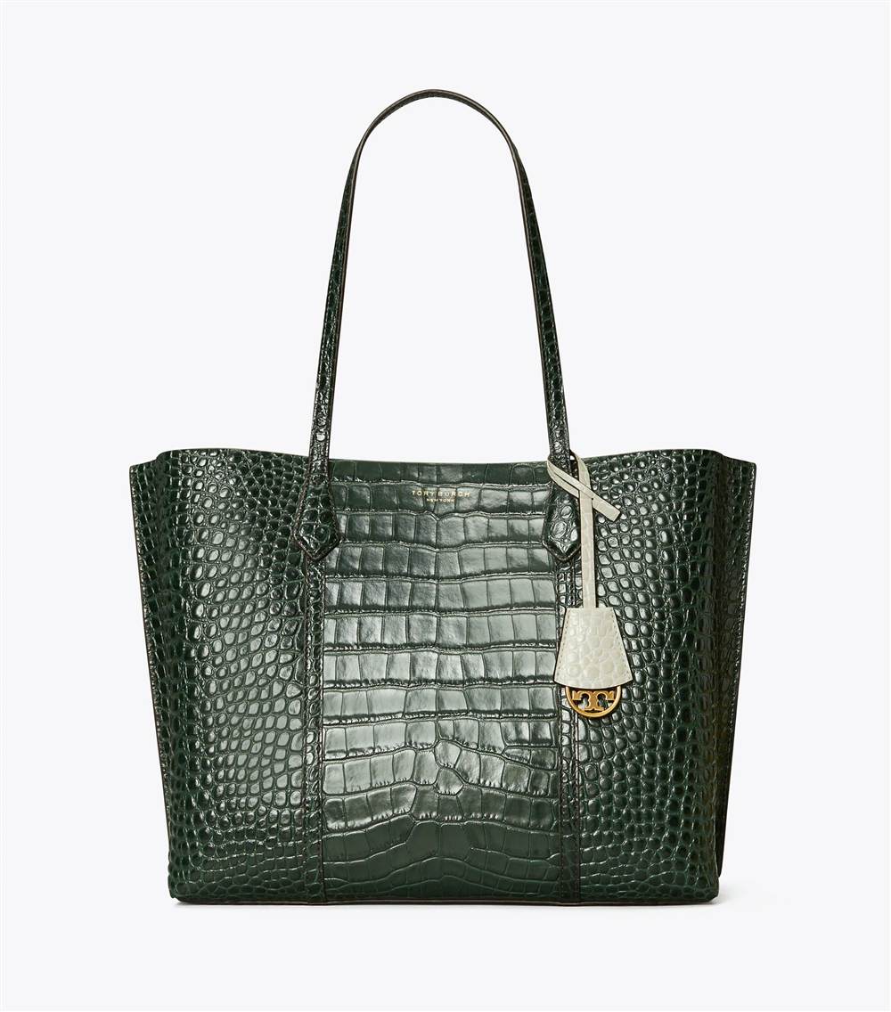 PERRY EMBOSSED TRIPLE-COMPARTMENT TOTE BAG
