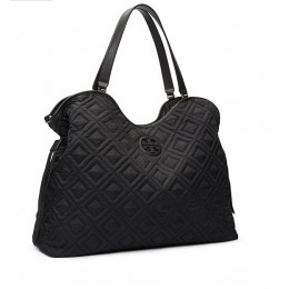 Tory Burch Marion Quilted Slouchy Baby Bag Black