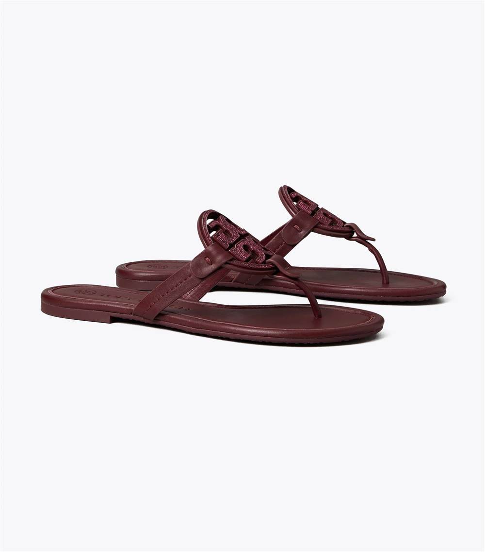 MILLER EMBELLISHED-LOGO SANDAL, LEATHER