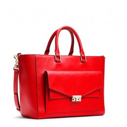 Tory Burch T-Lock Tote Masaai Red