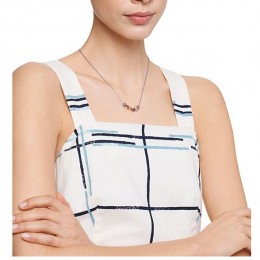 Tory Burch Geo-Cube Short Necklace Rose Gold Worn Tory Silver