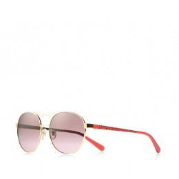 Tory Burch T-Print Rounded Aviator Sunglasses Ty Gold Red