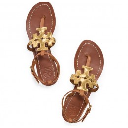 Tory Burch Chandler Flat Sandal Royal Tan Gold