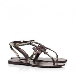 Tory Burch Chandler Flat Sandal Black-Ivory Coconut