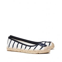 Tory Burch Striped T-Shirt Ballet Espadrille Ivory Navy Navy Tory Navy