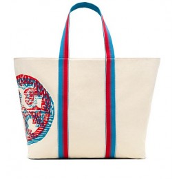 Tory Burch Beach -D Logo Large Zip Tote Squiggle Multi