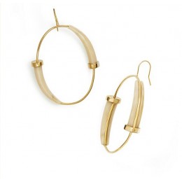 Tory Burch Double-Horn Drop Earring Ivory Shiny Gold