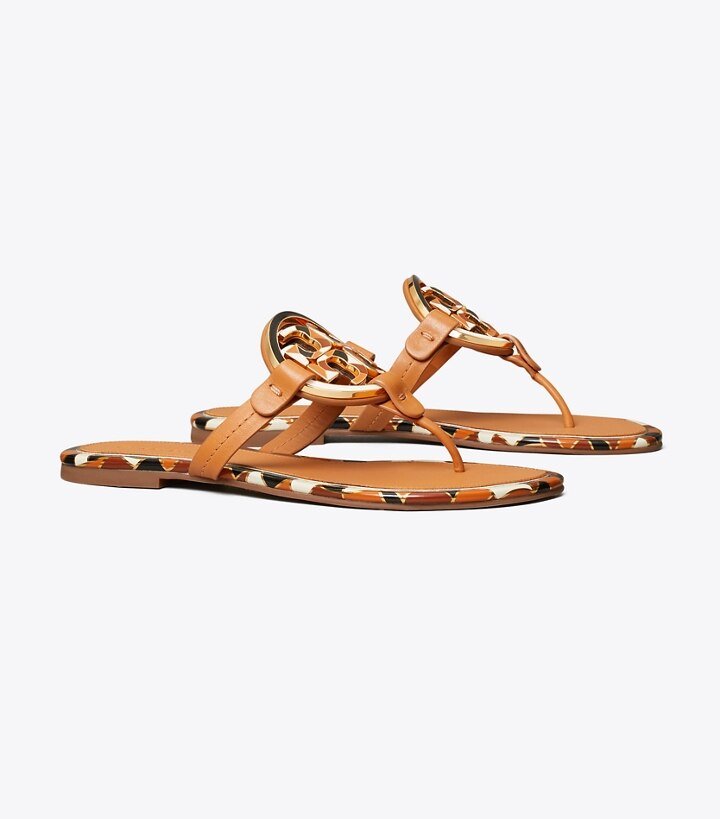 Miller Enamel-Logo Sandal, Leather