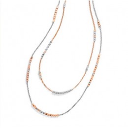 Tory Burch Geo-Cube Double-Strand Necklace Rose Gold Worn Tory Silver