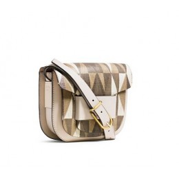 Tory Burch Crescent Printed Small Cross-Body Triangle Woodgrain