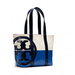 Tory Burch Beach Dipped Small Zip Tote Natural Jelly Blue Tory Navy