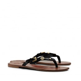 Tory Burch Monogram Flat Thong Sandal Black