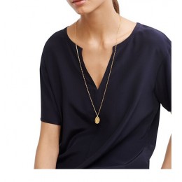 Tory Burch Mikah Pendant Necklace Shiny Brass