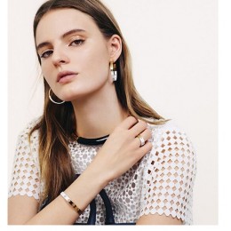 Tory Burch Dipped Metal Collar Black Shiny Gold