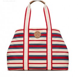 Tory Burch Printed Canvas Tote Robinson Stripe Comet