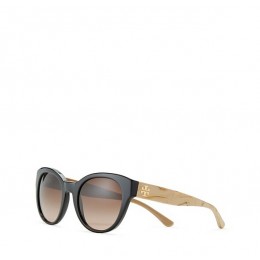 Tory Burch Mirror-T Round Sunglasses Ty Blk White Oak
