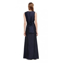Tory Burch Embellished Silk Gazar Gown Med Navy