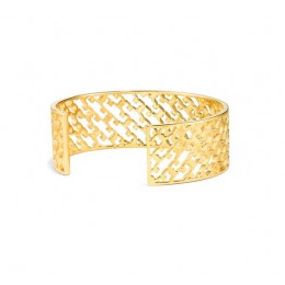 Tory Burch Perforated Serif-T Cuff Shiny Gold