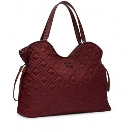 Tory Burch Marion Quilted Slouchy Baby Bag Deep Berry