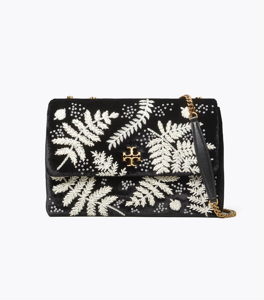 KIRA EMBROIDERED VELVET CONVERTIBLE SHOULDER BAG