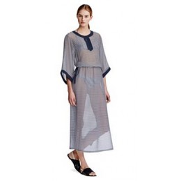 Tory Burch Clemente Long Caftan Tory Navy Classic Stripe D Tory Navy