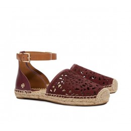 Tory Burch Clarisse Flat Espadrille Sandal Cabernet Royal Tan Royal Tan