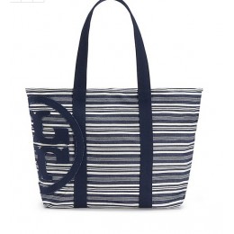 Tory Burch Beach Denim Small Zip Tote Denim Stripe